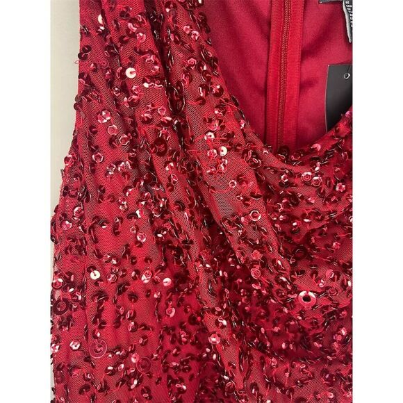 Adrianna Papell Women's Sequined Cowl Neck Sheath Dress Red Size 4​ - Picture 7 of 13